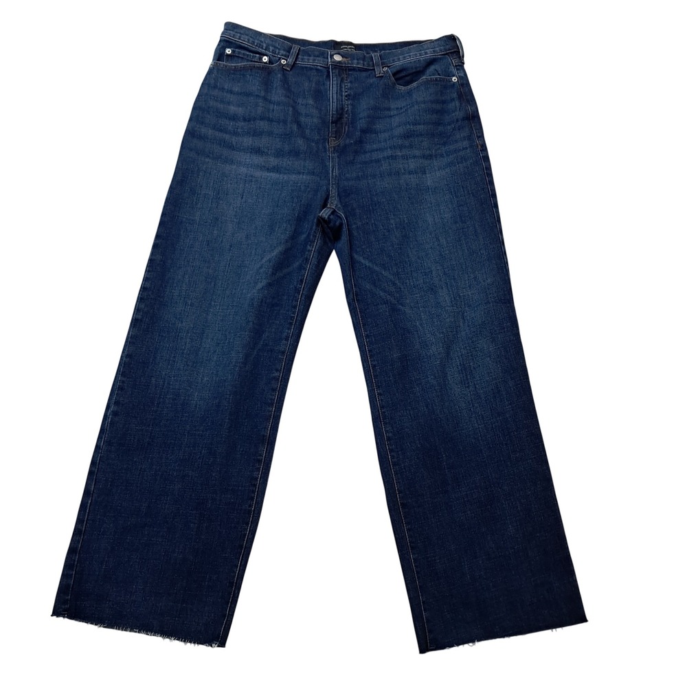Banana Republic Jeans Womens 33/16 Blue Ultra High-Rise Wide Leg Raw Hem Denim